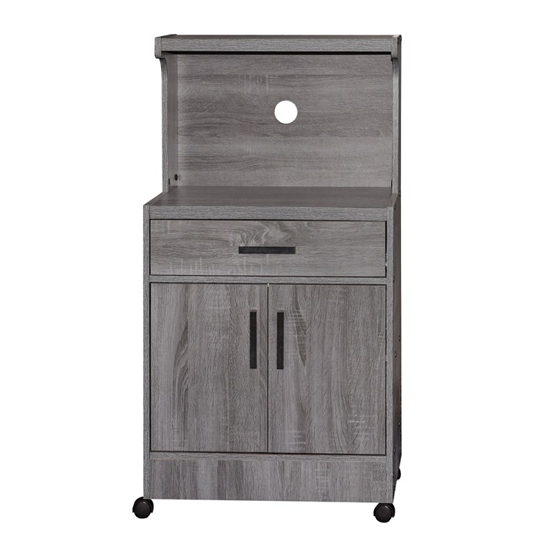 Better Home Products Shelby Kitchen Wooden Microwave Cart in Gray