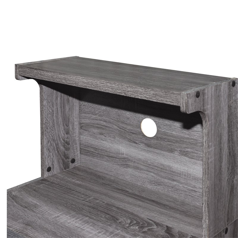 Better Home Products Shelby Kitchen Wooden Microwave Cart in Gray