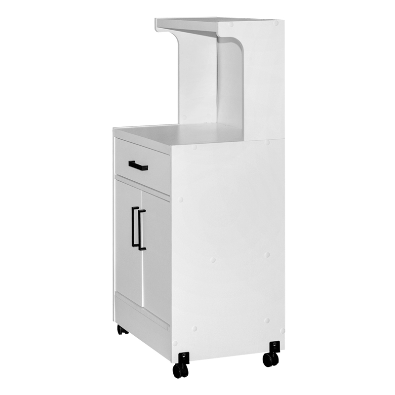 Better Home Products Shelby Kitchen Wooden Microwave Cart in White