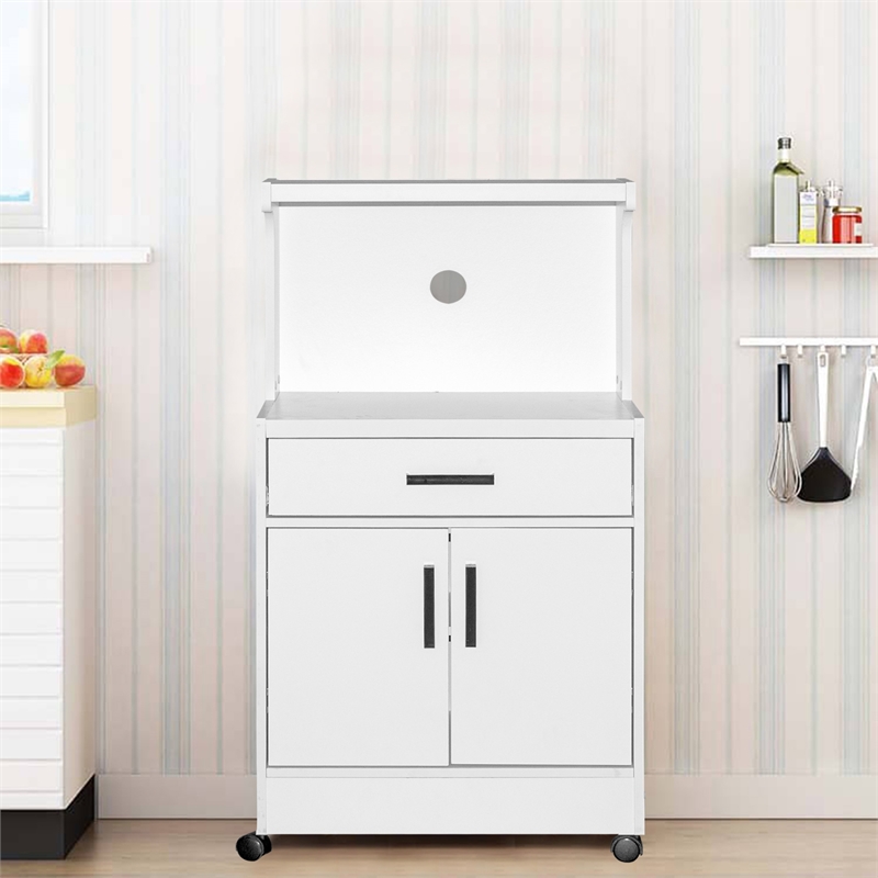Better Home Products Shelby Kitchen Wooden Microwave Cart in White