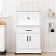 Better Home Products Shelby Kitchen Wooden Microwave Cart in White