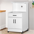 Better Home Products Shelby Kitchen Wooden Microwave Cart in White