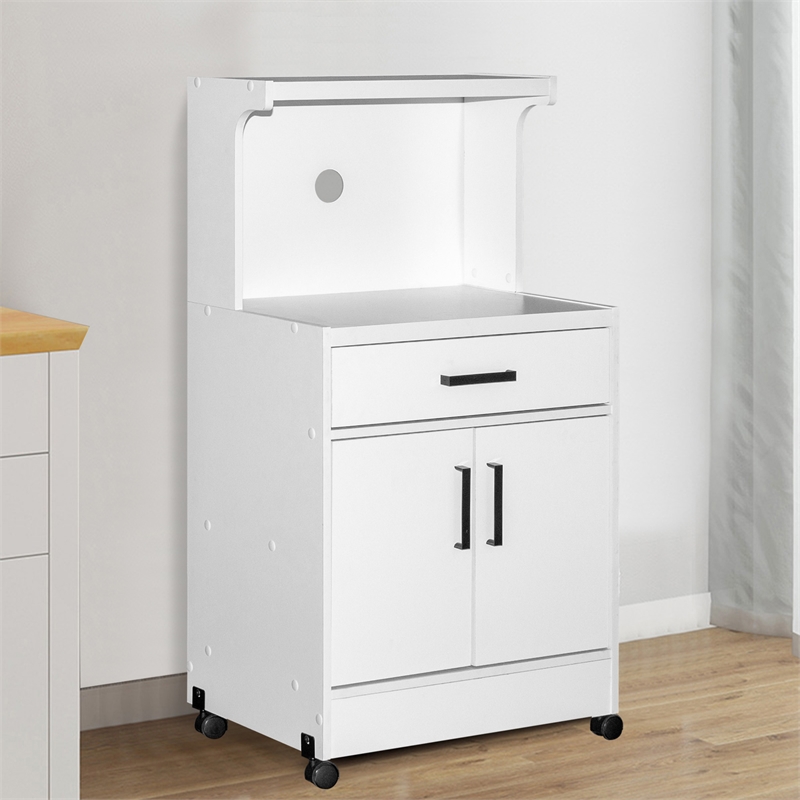 Better Home Products Shelby Kitchen Wooden Microwave Cart in White