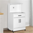 Better Home Products Shelby Kitchen Wooden Microwave Cart in White