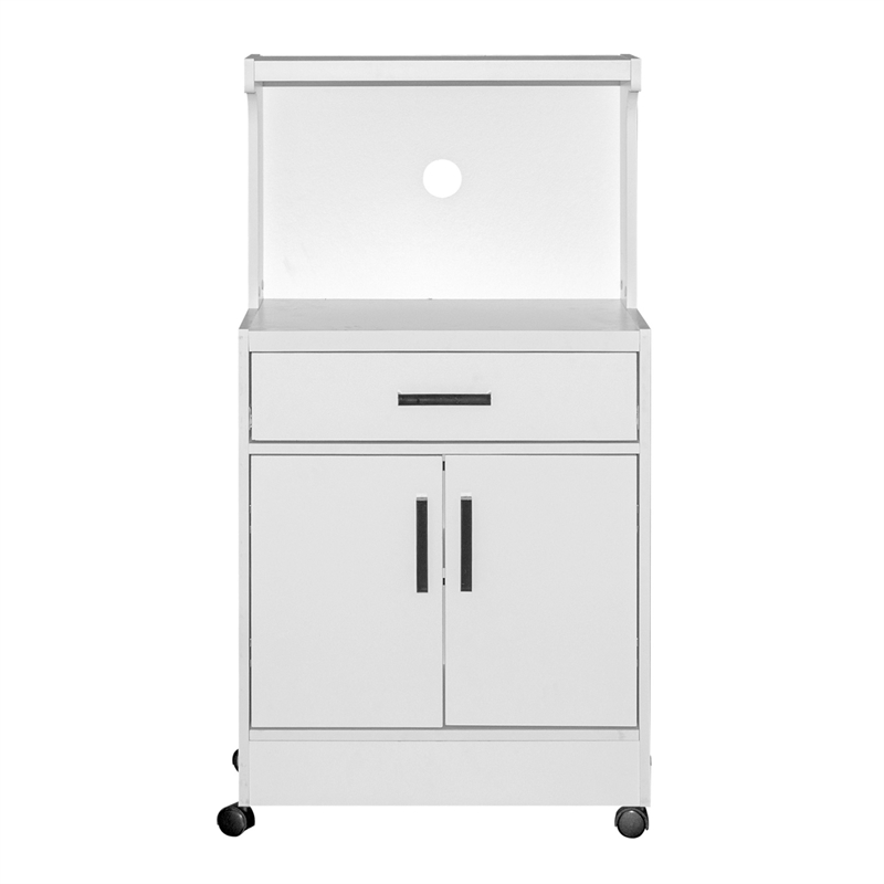 Better Home Products Shelby Kitchen Wooden Microwave Cart in White