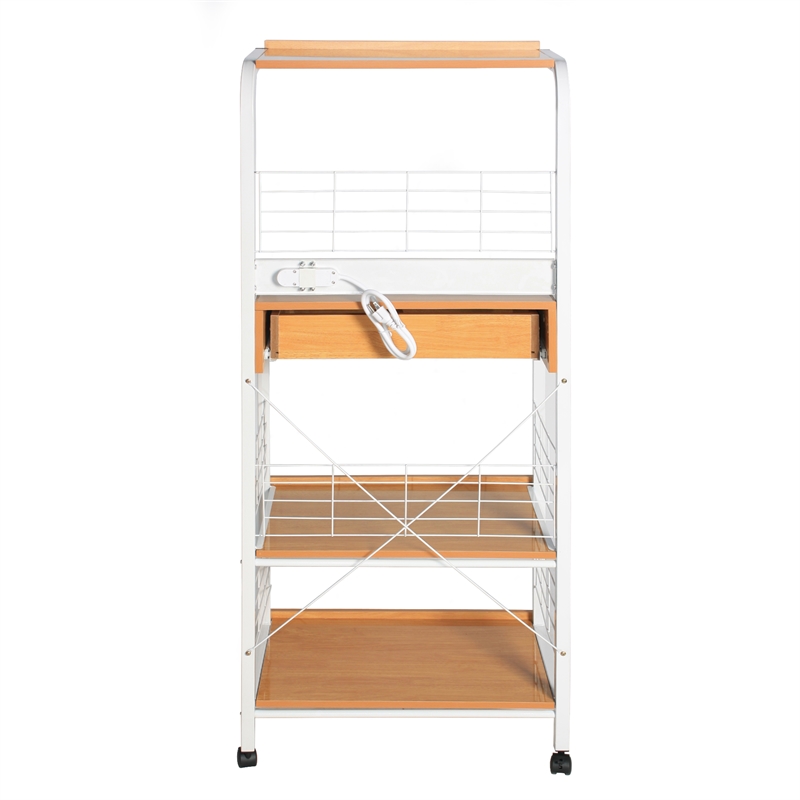 Better Home Products Kristi Metal Frame Microwave Stand with Storage in White