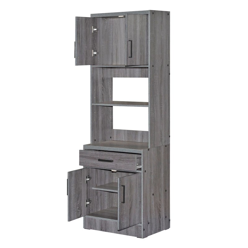 Better Home Products Shelby Tall Wooden Kitchen Pantry in Gray