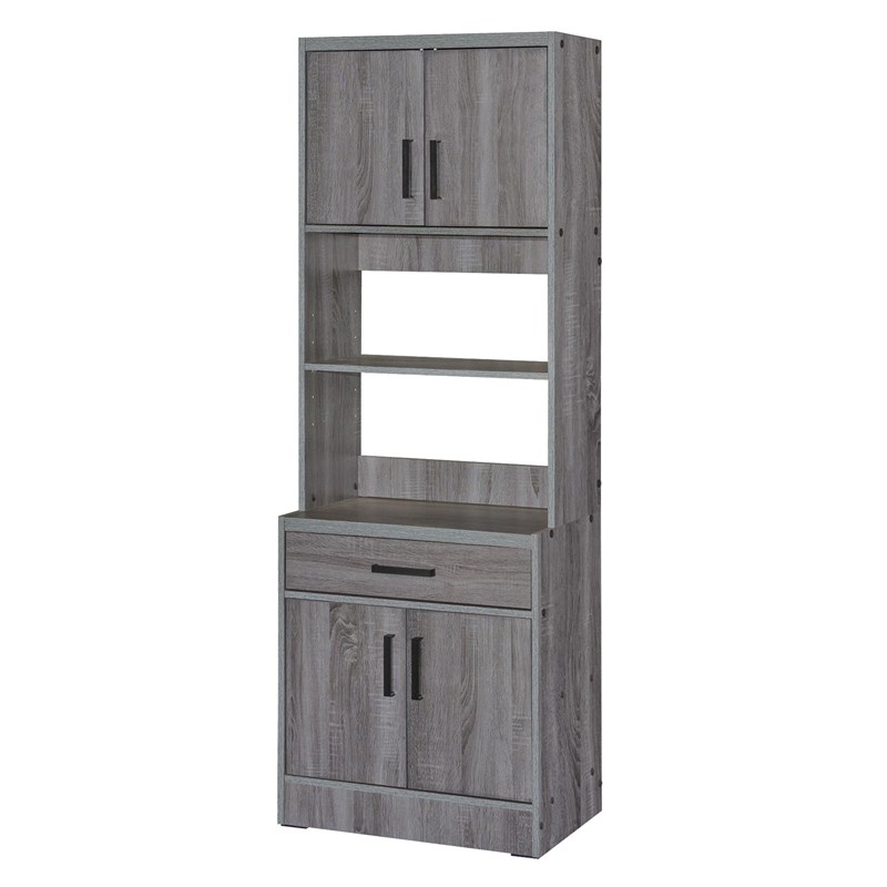 Better Home Products Shelby Tall Wooden Kitchen Pantry in Gray