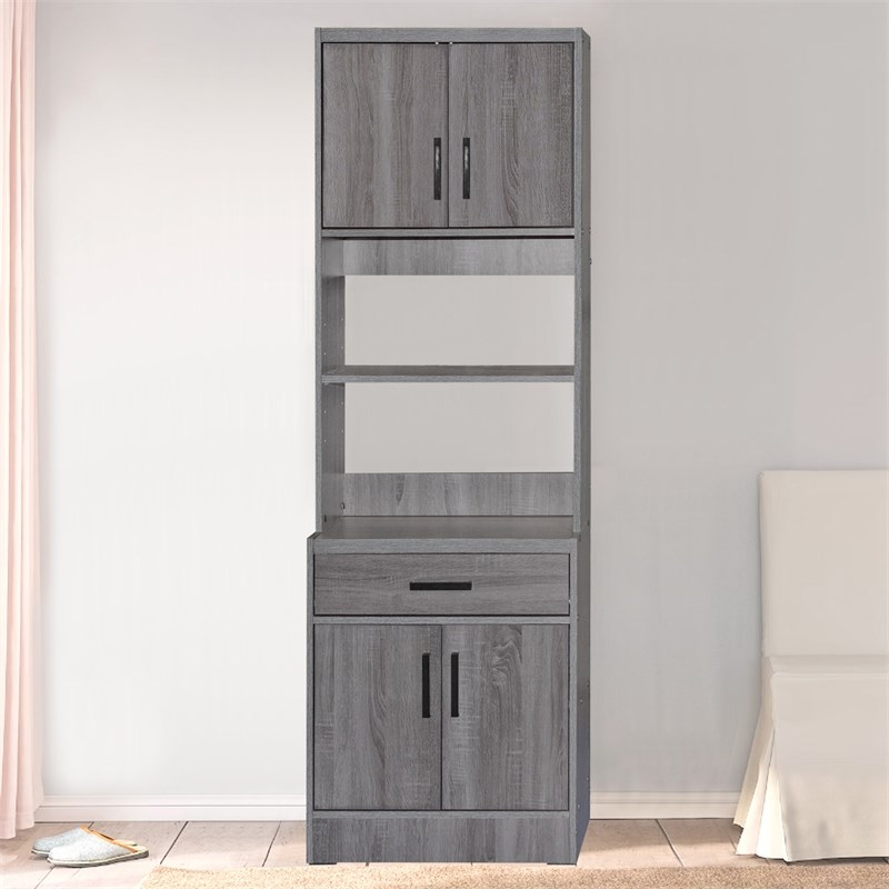 Better Home Products Shelby Tall Wooden Kitchen Pantry in Gray