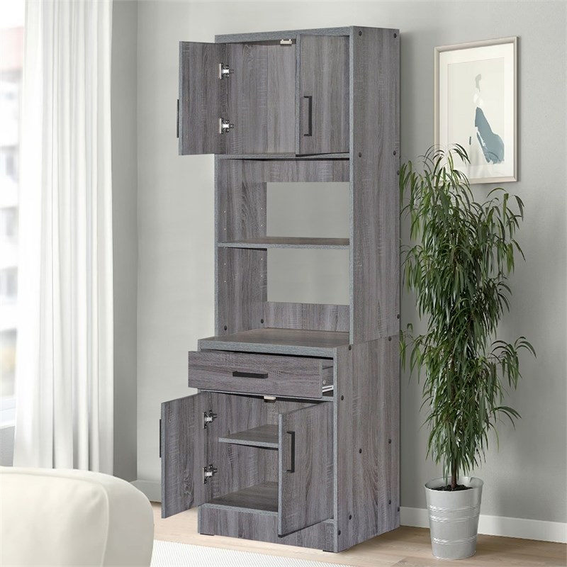 Better Home Products Shelby Tall Wooden Kitchen Pantry in Gray
