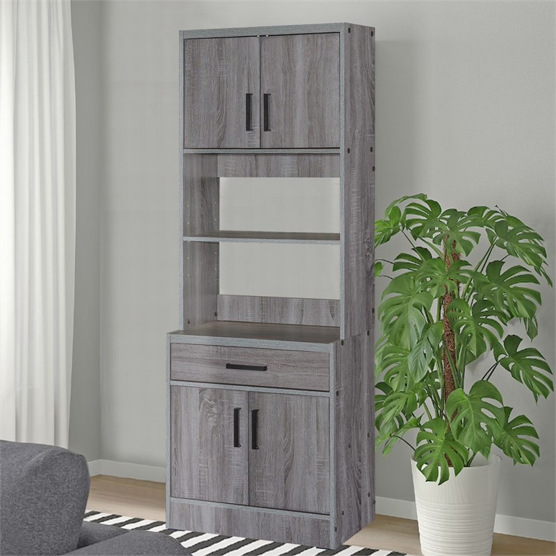 Better Home Products Shelby Tall Wooden Kitchen Pantry in Gray
