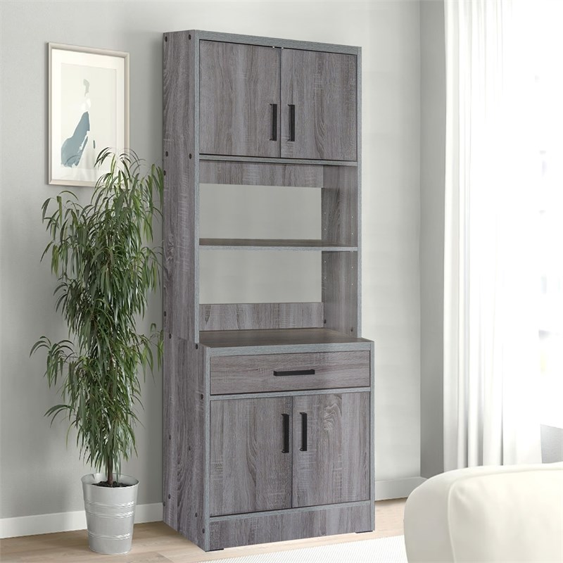 Better Home Products Shelby Tall Wooden Kitchen Pantry in Gray