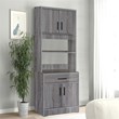 Better Home Products Shelby Tall Wooden Kitchen Pantry in Gray