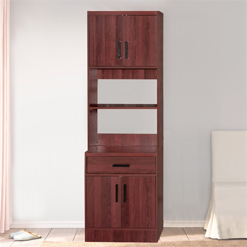 Better Home Products Shelby Tall Wooden Kitchen Pantry in Mahogany