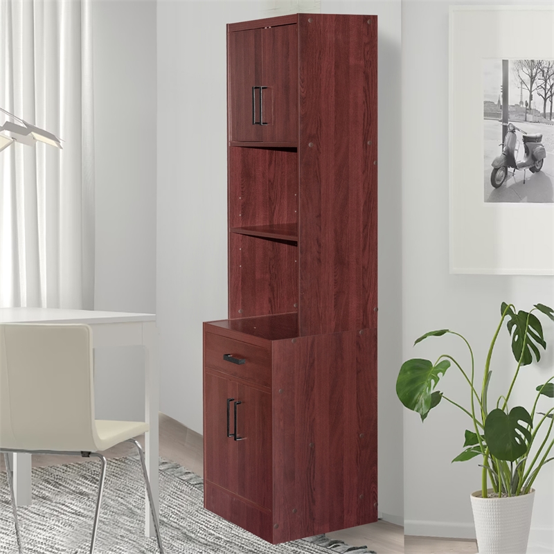 Better Home Products Shelby Tall Wooden Kitchen Pantry in Mahogany