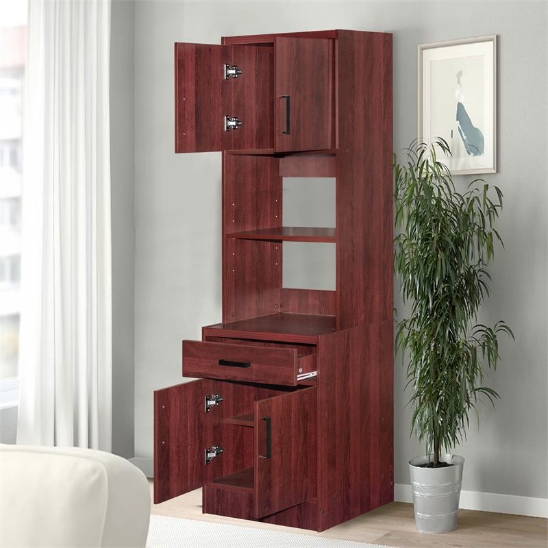 Better Home Products Shelby Tall Wooden Kitchen Pantry in Mahogany