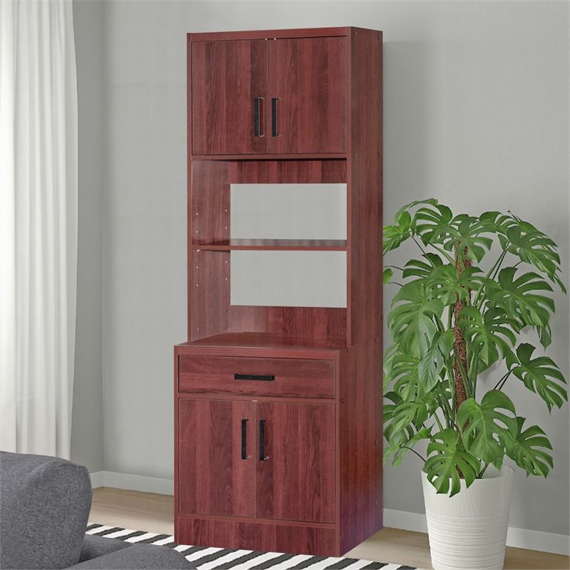 Better Home Products Shelby Tall Wooden Kitchen Pantry in Mahogany
