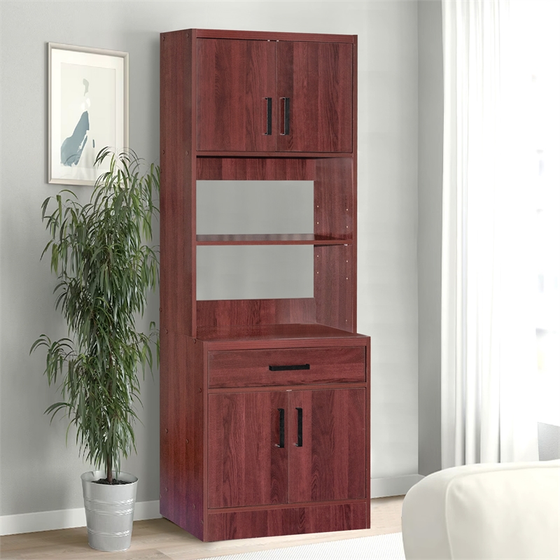 Better Home Products Shelby Tall Wooden Kitchen Pantry in Mahogany