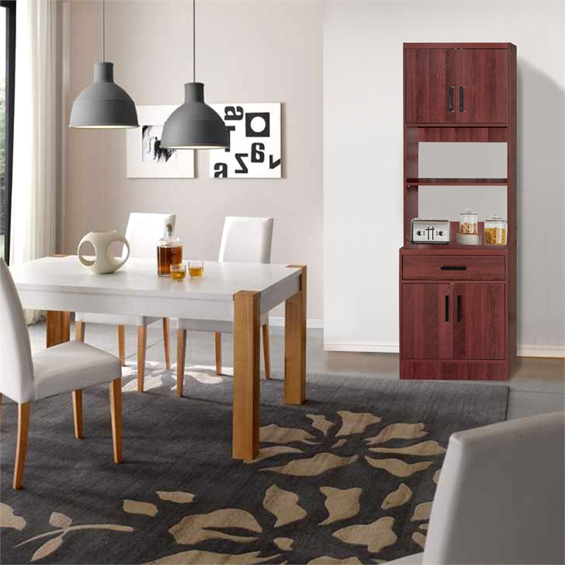 Better Home Products Shelby Tall Wooden Kitchen Pantry in Mahogany