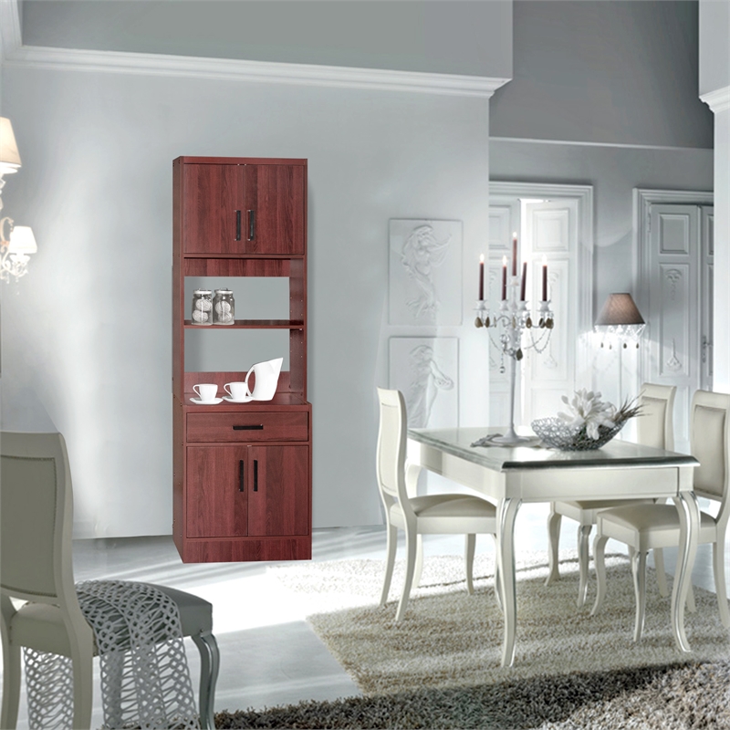 Better Home Products Shelby Tall Wooden Kitchen Pantry in Mahogany