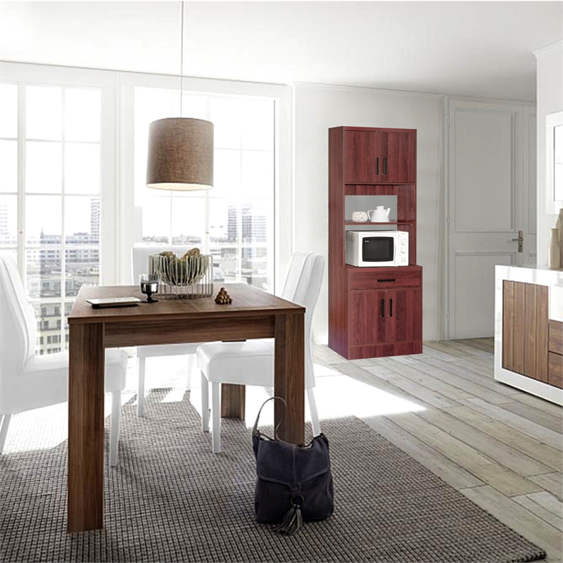 Better Home Products Shelby Tall Wooden Kitchen Pantry in Mahogany