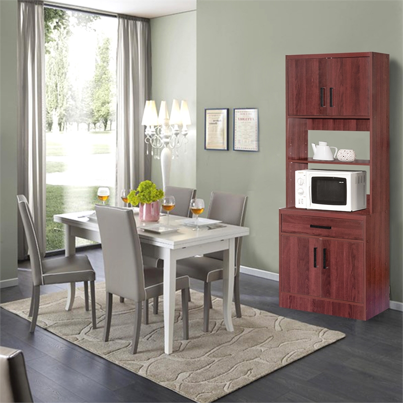 Better Home Products Shelby Tall Wooden Kitchen Pantry in Mahogany