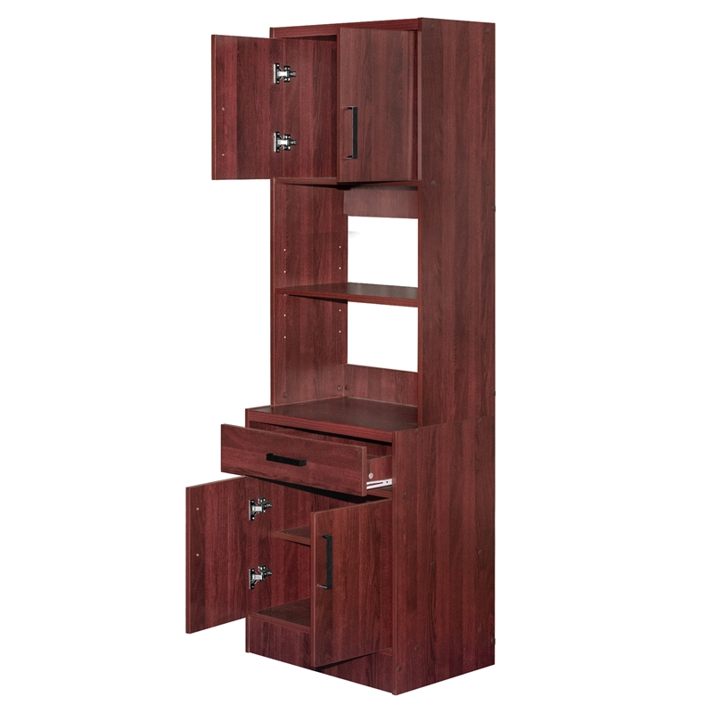 Better Home Products Shelby Tall Wooden Kitchen Pantry in Mahogany