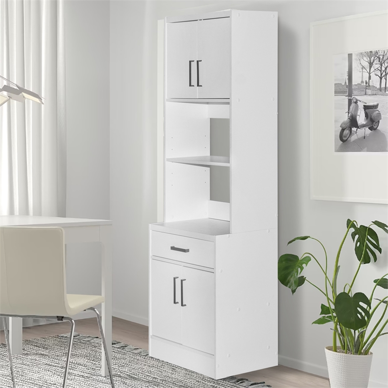 Better Home Products Shelby Tall Wooden Kitchen Pantry in White