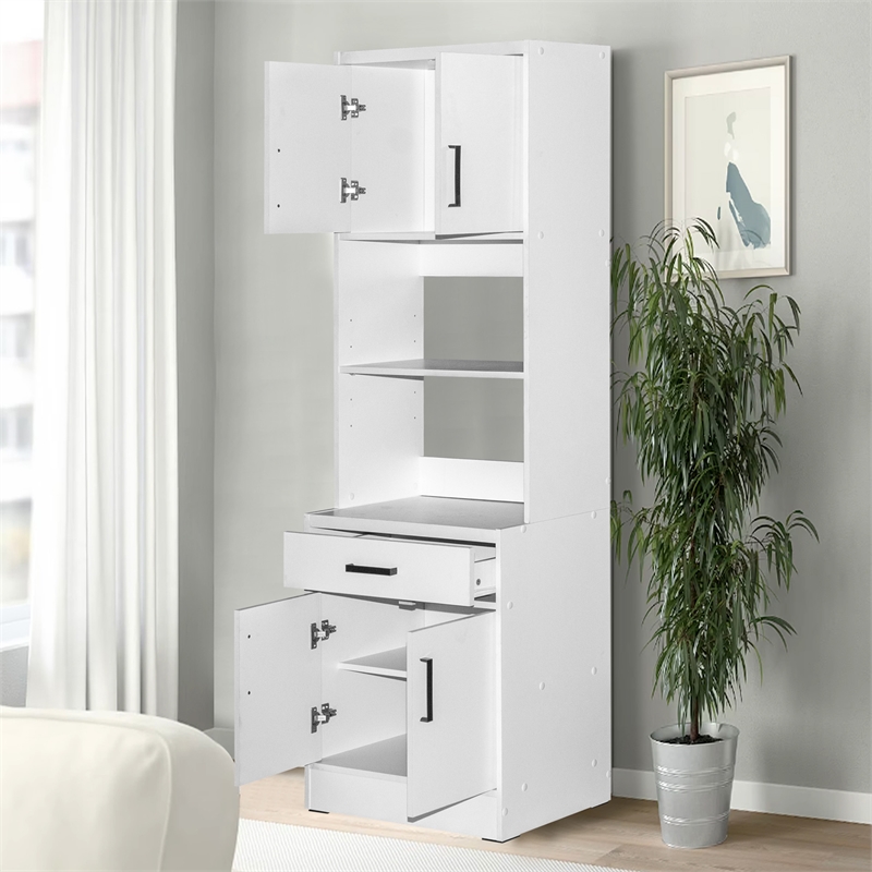 Better Home Products Shelby Tall Wooden Kitchen Pantry in White