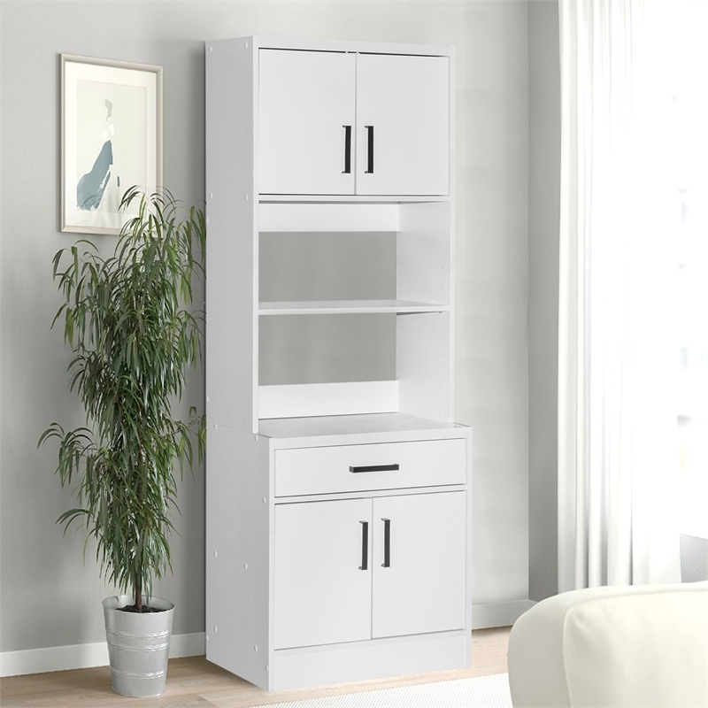 Better Home Products Shelby Tall Wooden Kitchen Pantry in White