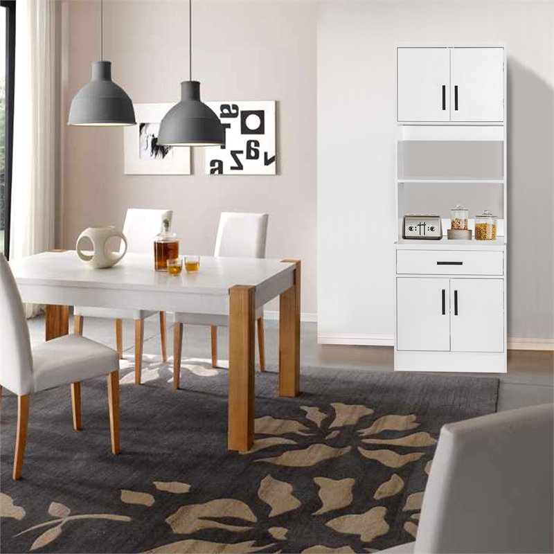 Better Home Products Shelby Tall Wooden Kitchen Pantry in White