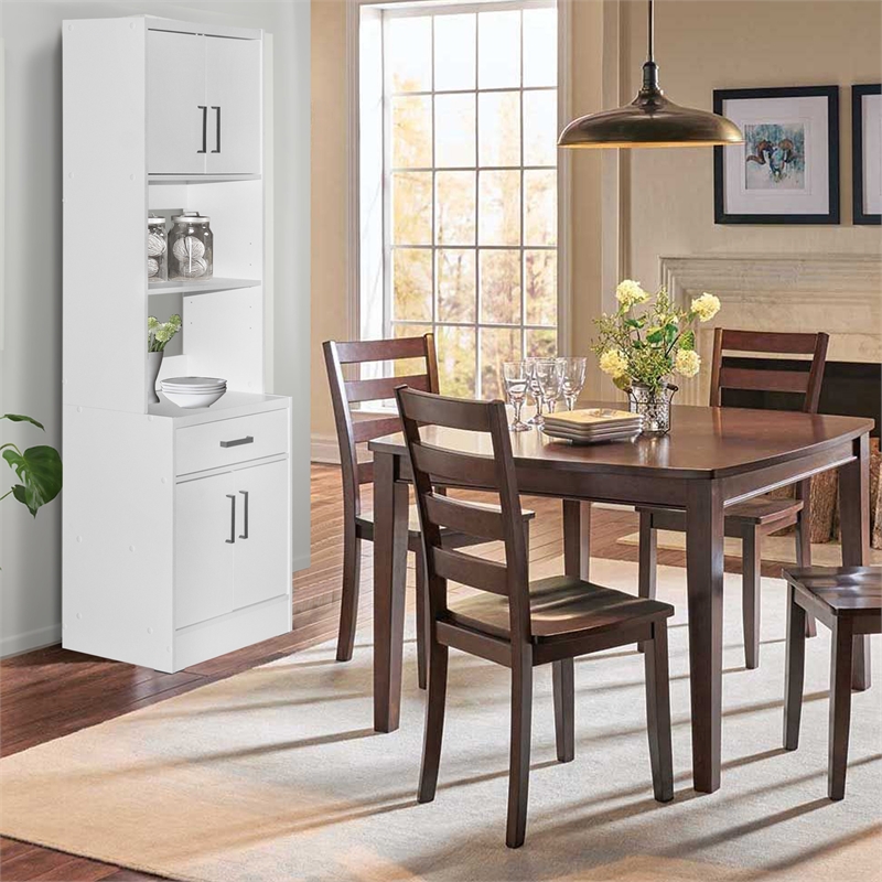 Better Home Products Shelby Tall Wooden Kitchen Pantry in White