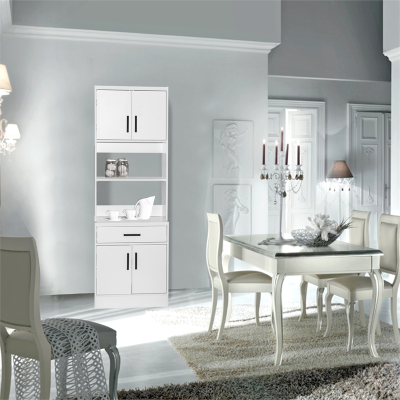 Better Home Products Shelby Tall Wooden Kitchen Pantry in White