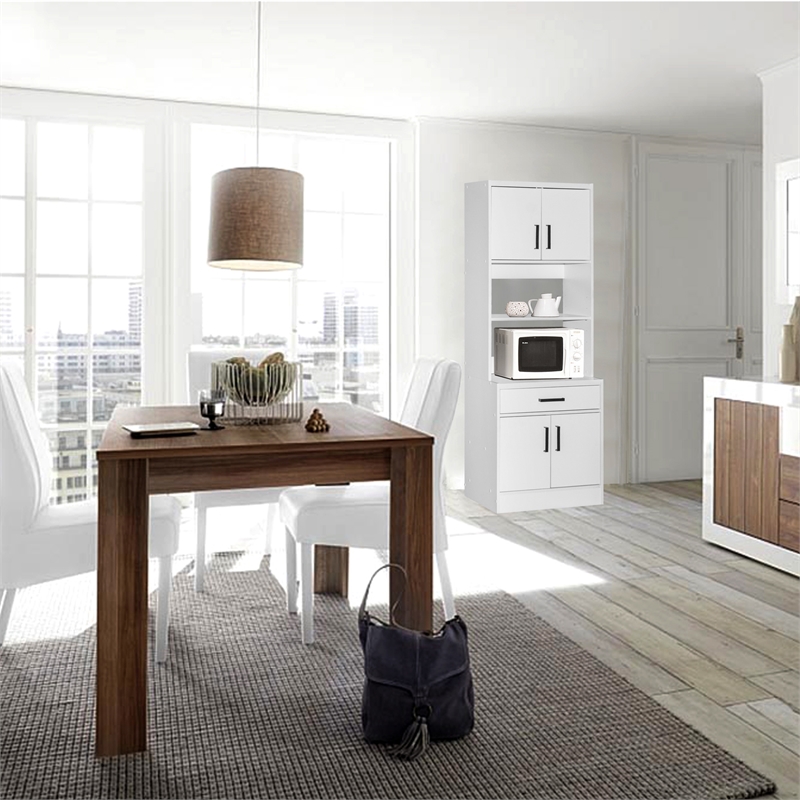 Better Home Products Shelby Tall Wooden Kitchen Pantry in White