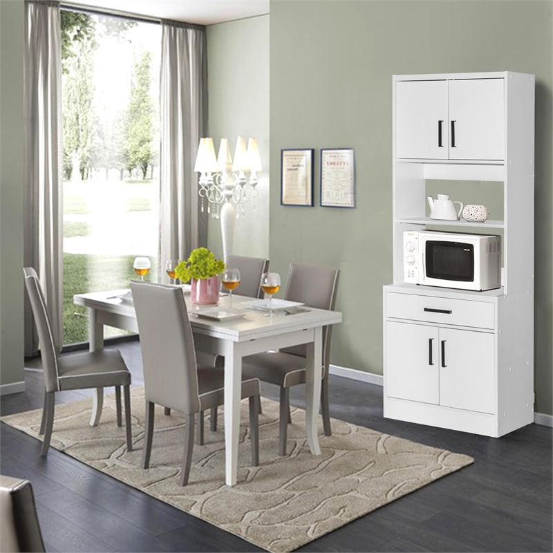 Better Home Products Shelby Tall Wooden Kitchen Pantry in White