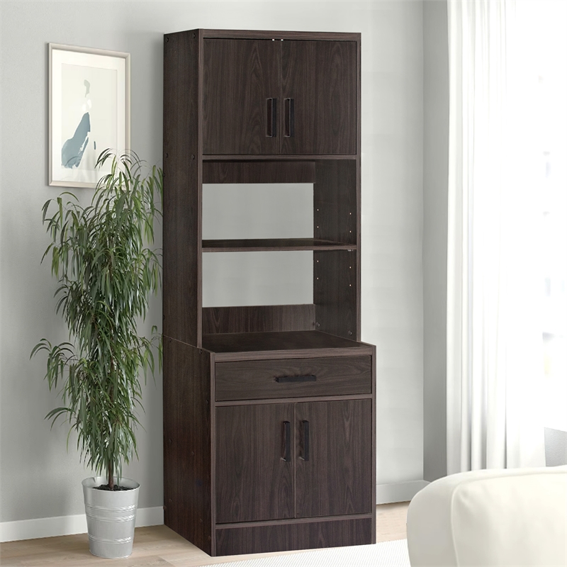 Better Home Products Shelby Tall Wooden Kitchen Pantry in Tobacco