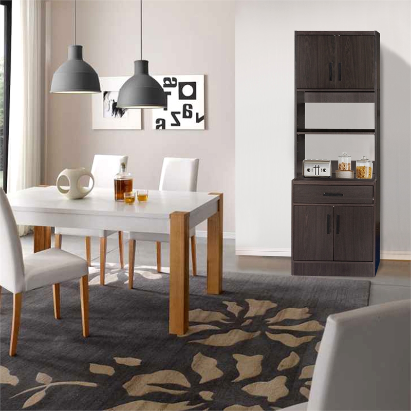 Better Home Products Shelby Tall Wooden Kitchen Pantry in Tobacco