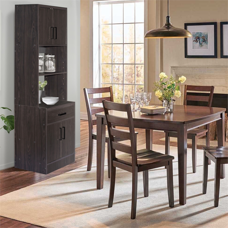 Better Home Products Shelby Tall Wooden Kitchen Pantry in Tobacco