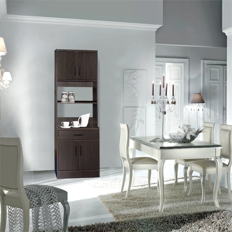 Better Home Products Shelby Tall Wooden Kitchen Pantry in Tobacco