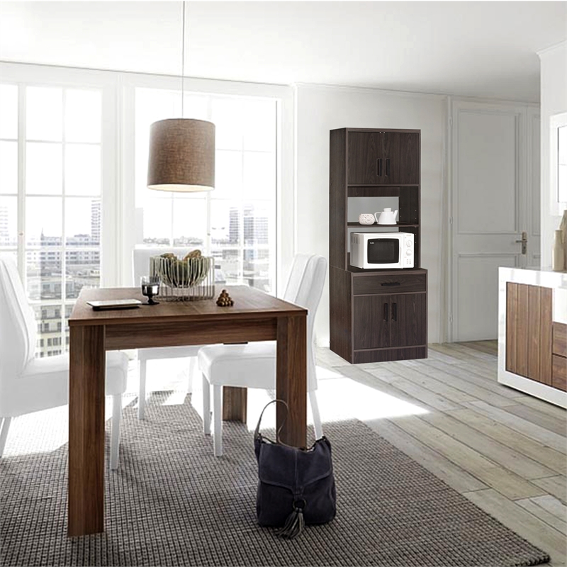 Better Home Products Shelby Tall Wooden Kitchen Pantry in Tobacco