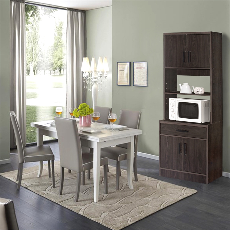 Better Home Products Shelby Tall Wooden Kitchen Pantry in Tobacco