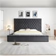Better Home Products Cosmopolitan Velvet Upholstered Platform Queen Bed in Gray