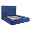 Better Home Products Cosmopolitan Velvet Upholstered Platform Queen Bed in Blue