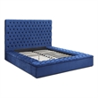 Better Home Products Cosmopolitan Velvet Upholstered Platform King Bed in Blue