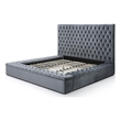 Better Home Products Cosmopolitan Velvet Upholstered Platform King Bed in Gray