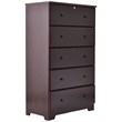 Better Home Products Isabela Solid Pine Wood 5 Drawer Chest Dresser in Mahogany