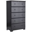 Better Home Products Isabela Solid Pine Wood 5 Drawer Chest Dresser in Black