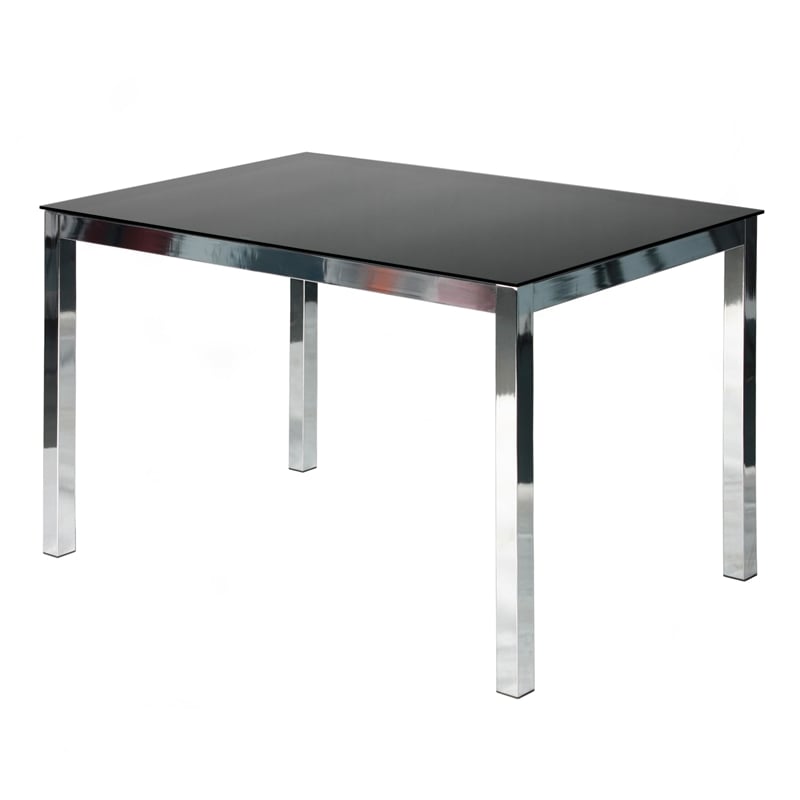 Better Home Products Elliott Tempered Glass Metal Dining Table in Chrome
