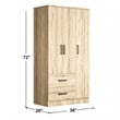 Better Home Products Symphony Wardrobe Armoire Closet with Two Drawers in Maple