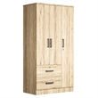 Better Home Products Symphony Wardrobe Armoire Closet with Two Drawers in Maple